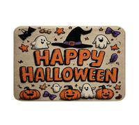 Happy Halloween Cute Ghost Witch Hat Pumpkin Lantern Bat Tappeto Resistente Tappeto Per Porta D Ingresso Tappetino Per Ingresso Da Interno Per Ufficio Zona Scale 40x60Cm