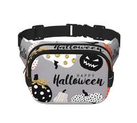 Happy-Halloween-Day-Trick-Or-Treat - Marsupio unisex regolabile a doppio strato per attività all'aperto, viaggi, corsa, escursionismo, Nero , Taglia unica