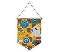 Happy Halloween Dog Monster - Striscione da appendere a scacchi con asta telescopica, decorazione esterna per porte, pareti, finestre, giardini, cortile