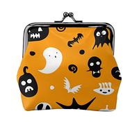 Happy Halloween Dot Pattern Portamonete in pelle da donna, piccolo astuccio con chiusura a chiusura Kiss-Lock Portafoglio con fibbia per regalo ragazza