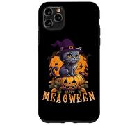 HAPPY HALLOWEEN GATTO con un cappello da strega e una zucca di Halloween Custodia per iPhone 11 Pro Max