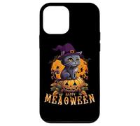 HAPPY HALLOWEEN GATTO con un cappello da strega e una zucca di Halloween Custodia per iPhone 12 mini