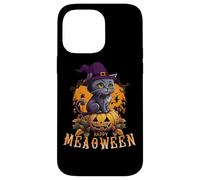 HAPPY HALLOWEEN GATTO con un cappello da strega e una zucca di Halloween Custodia per iPhone 14 Pro Max