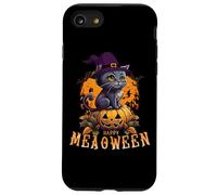 HAPPY HALLOWEEN GATTO con un cappello da strega e una zucca di Halloween Custodia per iPhone SE (2020) / 7/8