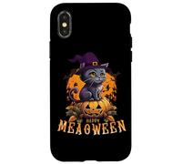 HAPPY HALLOWEEN GATTO con un cappello da strega e una zucca di Halloween Custodia per iPhone X/XS