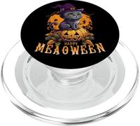 HAPPY HALLOWEEN GATTO con un cappello da strega e una zucca di Halloween PopSockets PopGrip per MagSafe