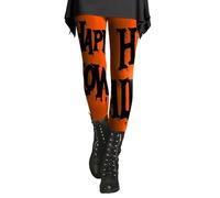 Happy Halloween Leggings da donna controllo della pancia a vita alta allenamento pantaloni a compressione leggeri burrosi morbidi leggings ragnatela, Arancione, L