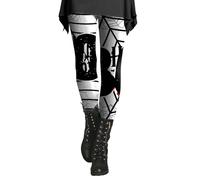Happy Halloween Leggings da donna controllo della pancia a vita alta allenamento pantaloni a compressione leggeri burrosi morbidi leggings ragnatela, Nero , 3XL