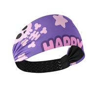 Happy Halloween pipistrello carino gatto viola antiscivolo fasce per capelli da donna elastici per capelli da donna per atletica sport uso quotidiano ciclismo ciclismo