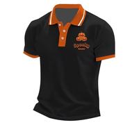 Happy Halloween Polo da uomo a tema spettrale costumi a maniche corte abbottonatura teschio scheletro t-shirt t-shirt tees, A01-black5 Polo Halloween per Uomo, 3XL