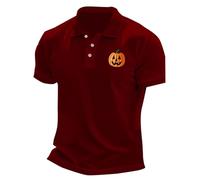 Happy Halloween Polo da uomo a tema spettrale costumi camicia ragnatela t-shirt manica corta button down tee top, A02-red Halloween Polo per Uomo, 4XL