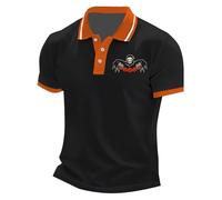 Happy Halloween Polo da uomo Skull Skeleton T-Shirts Manica Corta Button Down Camicia a tema spettrale Costumi Tees, Black4 Halloween Polo da uomo, 4XL