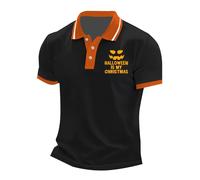 Happy Halloween Polo da uomo Skull Skeleton T-Shirts spettrale costume camicia manica corta button down tees, A01-black2 Polo Halloween per Uomo, 4XL