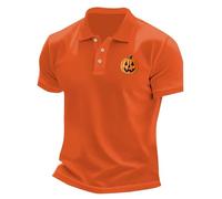 Happy Halloween Polo da uomo T-shirt ragnatela spettrale costume camicia manica corta button down tee top, A02-orange Polo Halloween per Uomo, XL