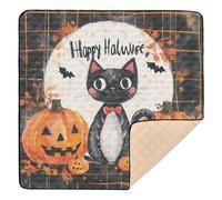 Happy Halloween Pumpkin Black Cat Halloween morbido imbottito Baby Gym & Activity Mat per interni ed esterni, lavabile, tappetino per pancia e gattonare, per neonati e bambini, 127 cm x