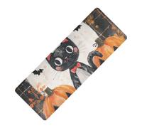 Happy Halloween Pumpkin Black Cat stampato tappetino da yoga con borsa da trasporto spessore 1 mm per le donne antiscivolo, con nastro per borsa da yoga per ejercicio 180,3 x 66 cm