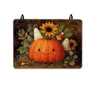 Happy Halloween Pumpkin - Copertura per fornello elettrico, fantasmi spettrali e girasoli, copertura in gomma lavabile per decorazione della cucina, 71 x 50 cm