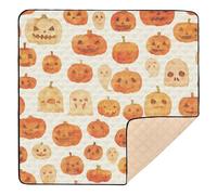 Happy Halloween Pumpkin Face - Tappetino grande e robusto per attività da pavimento per sala giochi, 1 pezzo, 127 x 127 cm