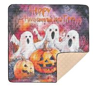 Happy Halloween Pumpkin & Haunted House - Tappetino da gioco per bambini in morbida schiuma, per interni ed esterni, 1 pezzo, imbottito, 127 x 127 cm