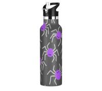 Happy Halloween Spider grigio senza BPA, a prova di perdite, bottiglia d'acqua per bambini con coperchio a prova di perdite, doppia parete, isolata sottovuoto, per viaggi e sport vasos para agua gym