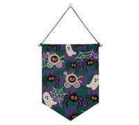 Happy Halloween Spider Web Banner a scacchi appeso con asta telescopica banner bandiere decorazioni da appendere per interni, feste all'aperto