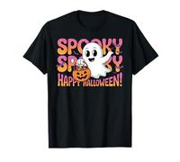 Happy Halloween Spooky Cute Ghost Bambini Ragazze Donne Maglietta