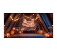 Happy Halloween Striscione 140 x 70 cm - senza PVC 360 g/m² - Striscione per feste, decorazione perfetta per feste di Halloween, interni ed esterni (Happy Halloween 21, 140 x 70 cm)