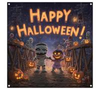 Happy Halloween striscione 60 x 60 cm - senza PVC 360 g/m² - Striscione per feste, decorazione perfetta per feste di Halloween, interni ed esterni (Happy Halloween 21, 60 x 60 cm)