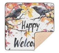Happy Halloween - Tappetino da gioco pieghevole per bambini con sagoma di pipistrelli neri, per interni ed esterni, leggero, da viaggio, per bambini, 127 x 127 cm