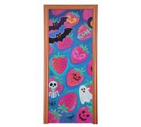 Happy Halloween teschio fragola rosso decorazioni di Halloween copertura della porta interna 88,9 x 200,7 cm banner Just Married Portico Decorazione interna esterna M