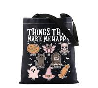 Happy Halloween Tote Bag Stay Spooky Gift Fall Season Vibes Regalo Zucca Pipistrello Strega Regalo Cose Che Mi Rendono Felice Borsa di Tela, Borsa Happy Thing, 35*40cm