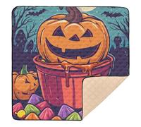 Happy Halloween Trick or Treat Candy Morbido Schiuma Bambino Attività Gioco Mat per Pavimento Comodo Tappetino per Neonati Neonati Bambini Bambini, 127 x 127 cm