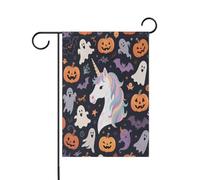 Happy Halloween Unicorni bianchi piccole bandiere all'aperto decorativo natale cortile banner per la decorazione del portico 12x18 doppia faccia