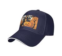Happy-Halloween-Vector 1 Cappello da sandwich neutro con stampa stile cappello da baseball regolabile per tutto l'anno, blu navy, Taglia unica