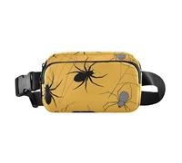 Happy Halloween Web Spiders - Marsupio a tracolla alla moda per donne e uomini, impermeabile, con tracolla regolabile, per viaggi, palestra, lavoro, Felice Halloween Ragni Ragni Giallo, Taglia unica