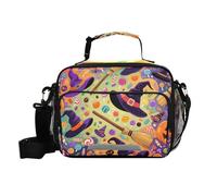 Happy Halloween Witch Hat Zucca Lunch Box per gli uomini Minimalista Grande Borsa Tote con Tracolla Donna Ufficio