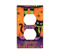 Happy Halloween Witch Legs Black Cat Outlet Cover interruttore luce copertura decorativa 1 banda piastra da parete per cucina camera bagno Dimensioni 7 x 11,4 cm