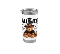 Happy Halloween Witch Teddy Bear Pumpkin Graphic Bicchiere termico in acciaio inox doppia parete
