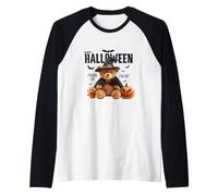 Happy Halloween Witch Teddy Bear Pumpkin Graphic Maglia con Maniche Raglan