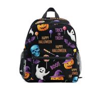 Happy Halloween - Zaino per bambini e bambine, colore: nero, Happy Halloween Nero, Medium, Zaini Cool Soccer Print | Zaini leggeri per bambini da 3 a 8 anni, con targhetta per il nome
