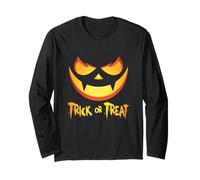 Happy Halloween Zucca Grusel Viso Trick or Treat Maglia a Manica