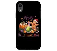 Happy Hallowethanksmas Joyful Cheer Design Custodia per iPhone XR