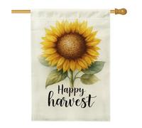 Happy Harvest Bandiera da giardino con girasole, bandiera gialla floreale per la casa, bandiera da cortile in iuta su entrambi i lati, decorazione per esterni, 71 x 101 cm