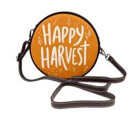 Happy Harvest On - Borsa a tracolla rotonda da donna, in pelle, colore: arancione