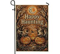 Happy Haunting Pumpkins Moon Jack-o'-lanterns Bandiera da giardino 30,5 x