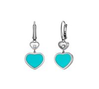 HAPPY HEARTS WHITE GOLD TURQUOISE EARRINGS 837482-1410 One Size