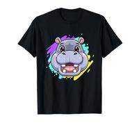 Happy Hippo Face Cute Kawaii Animale Bambini Maglietta