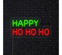 Happy Ho Ho Ho insegna al neon, decorazione invernale, decorazioni natalizie luci led segno, Buon Natale neon, luce di vacanza