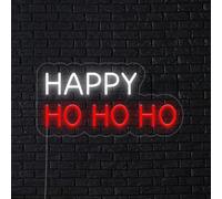 Happy Ho Ho Ho insegna al neon, decorazione invernale, decorazioni natalizie luci led segno, Buon Natale neon, luce di vacanza
