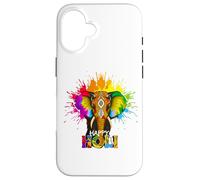 Happy Holi Festival India Colors Elephant Hindu Spring 2025 Custodia per iPhone 16
